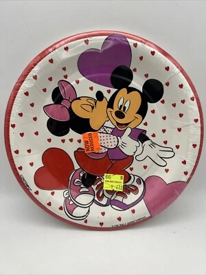 NEW! Vintage Mickey Mouse Minnie Mouse Valentine Mickey Plates Sealed 8 pc 8 in - Image 1 of 4
