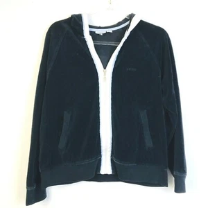 Giacca felpa con cappuccio Izod Movement donna media nera velluto casual zip davanti classica - Foto 1 di 7