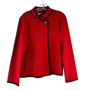 Calvin Klein Womens Wool Blend Jacket Size L Red Top Toggle Holiday Minimalist - Picture 1 of 8