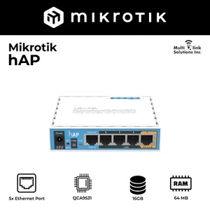 Mikrotik RouterBoard hAP RB951Ui-2nD 2.4GHz AP, Five Ethernet ports, PoE-out - Picture 1 of 3