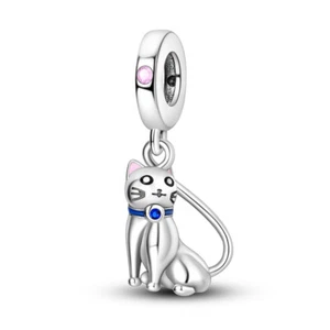MULA Europäische süße Katze Anhänger zum Selbermachen Charm AAA CZ für Armband 925 Sterlingsilber - Bild 1 von 6