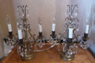 Paire vintage table en laiton candélabres électrique 36 prismes en cristal