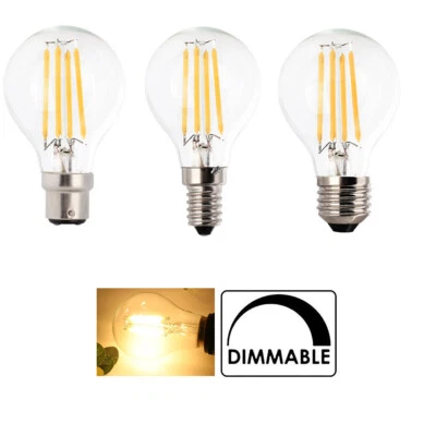 Dimmable G45 E27 E14 B22 4W Vintage Retro COB LED Filament Light Warm White Bulb - Image 1 of 4
