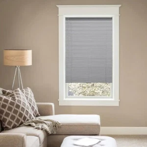 CUSTOM CUT Hampton Bay Cordless 1 in. Room Darkening Vinyl Blinds - GRAY Presale - Picture 1 of 3