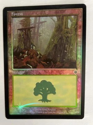 MTG FOIL INVASION FOREST NM MAGIC THE GATHERING #350/350 BASIC LAND ENGLISH - Image 1 of 4