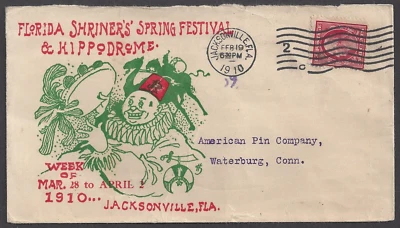 JACKSONVILLE, FL ~ FLORIDA’S SHRINER SPRING FESTIVAL ~ COLOR ADV. COVER 1910 - Image 1 of 2