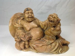 Chinese Qing dynasty LOHAN and foolion soapstone - Picture 1 of 12