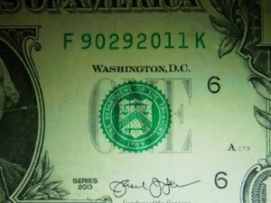2013 Series $1 Dollar Birthday Note Sept. 29, 2011 F90292011K - Picture 1 of 3