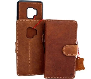 Funda de cuero genuino para Samsung Galaxy S9 con soporte magnético extraíble billetera - Imagen 1 de 9