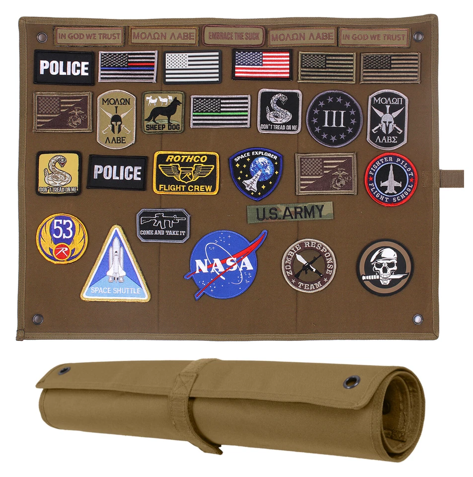 Hanging Roll-up Morale Patch Board Coyote Brown Rothco 9010