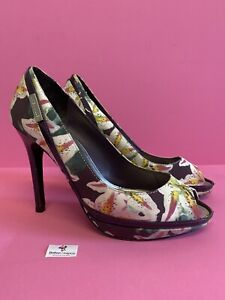 #9518 Karen Millen Floral Shoes size UK 6.5 Peep Toe