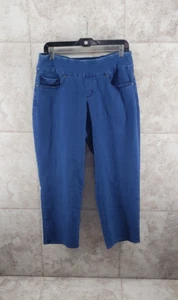 Empujadores de pedal de cintura elástica de mezclilla Capris alterados elásticos talla L 12/14 Time & Tru - Imagen 1 de 7
