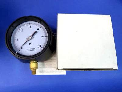 Versa Pressure Gauge 0-30 PSI 4.5" Dial 1/4" NPT Bottom Connect 49010PD4 - NEW! - Image 1 of 4