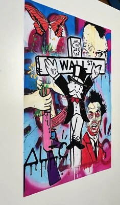 Alec Monopoly “Monopoly Crucified Wall Street” Print On Canvas 24x36” 1:1 - Image 1 of 3