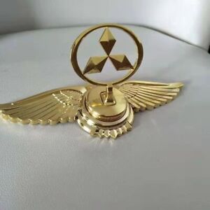 Mitsubishi Flying Eagle Logo Hood Ornament Assembly Emblem Nameplate Badge Gold
