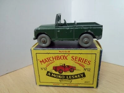 G01-MATCHBOX LESNEY No12B LAND ROVER AND BOX.GREY PLASTIC WHEELS - Image 1 of 4