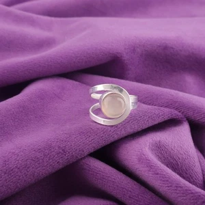 Anillo boho banda bisel plata esterlina 925 piedras preciosas de luna melocotón EE. UU. todos los tamaños - Imagen 1 de 6