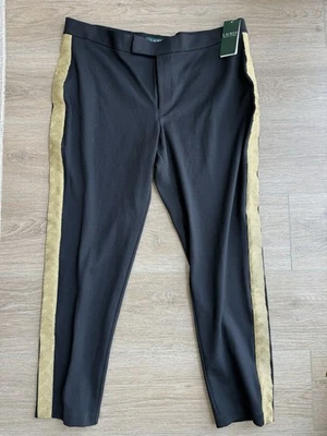 Pantalones de Esmoquin Ralph Lauren Ponte para Mujer Talla XL Negro Dorado Metálico Lujo Dinero Antiguo Foto 1 de 4