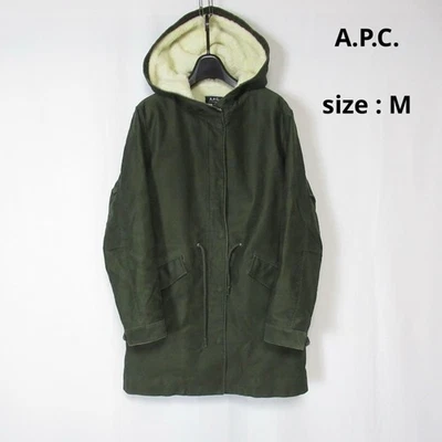 A.P.C. Green M Moleskin Boa Lined Mod Coat Vintage Warm Jacket - Image 1 of 4