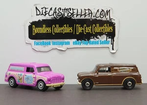 MATCHBOX LOOSE 1965 AUSTIN MINI VAN 2017 BROWN MBX SERVICE 2024 PINK MBX METRO - Picture 1 of 2