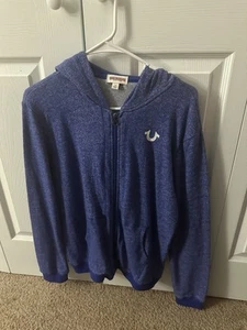 True Religion Kids Full Zip Hoodie Graphic Size L Blue - Picture 1 of 8