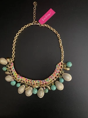 NWT LILLY PULITZER NECKLACE TURQUOISE AND SHELLS WITH MULTICOLORS  - Image 1 of 4