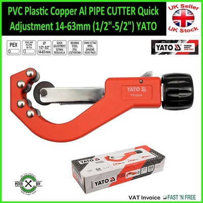 PVC Plastic Copper Al PIPE CUTTER Quick Adjustment 14-63mm (1/2"-5/2") YATO - Image 1 of 2