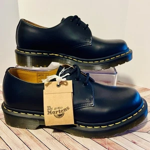 Dr Martens 1461 Smooth Leather Oxford Women 7 Shoes 3 Eye Yellow Stitch Classic - Picture 1 of 8