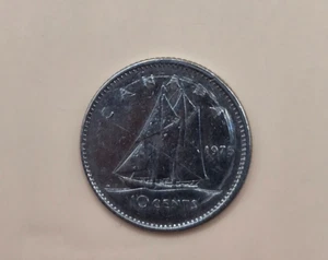 Moneta Errore Scontro Die Reverse Dime Canada / Canadian Dime 1975 circolata - Foto 1 di 5