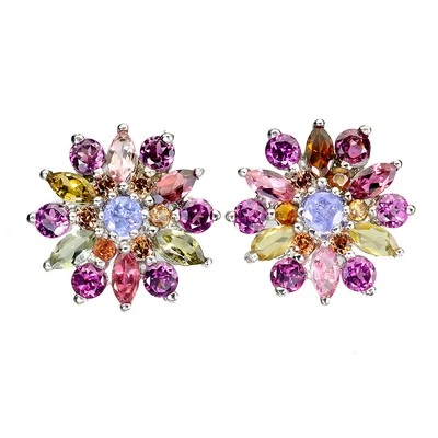 925 Sterling Silver Earrings Marquise Tourmaline Tanzanite Gemstone Jewelry - Image 1 of 4