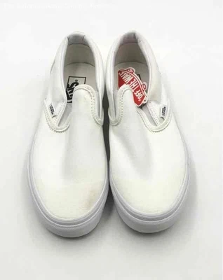 Vans женщин белая кожа круглый носок поскользнуться на кроссовки обувь размер M 7,5 W 9 - Изображение 1 из 4