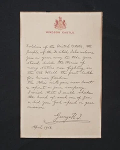 WWI US Veteran photo & King George V Letter to Soldier 1918, found in frame - Picture 1 of 7