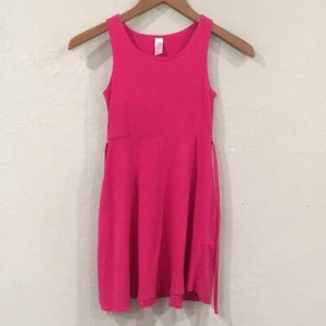 Justice Girls Sz 7 Tank Dress Pink Fit and Flare Stretch Casual Summer Belt Tie - Picture 1 of 6