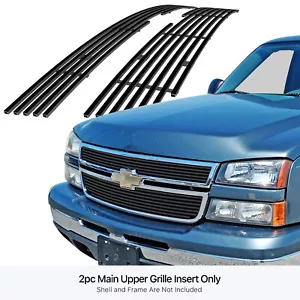 Fits 2006-2007 Chevy Silverado 1500/05-06 2500HD/3500 Black Billet Grille Insert - Picture 1 of 7