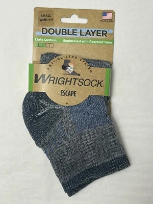 New Wrightsock Double Layer Quarter Escape Socks Blue SMALL Women 4-6 (W10) - Image 1 of 4