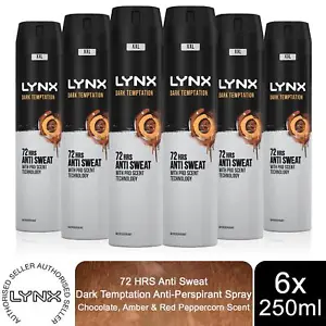 Lynx XXL Dark Temptation 72H Sweat Protection Anti-Perspirant Deodorant 6x250ml - Picture 1 of 9