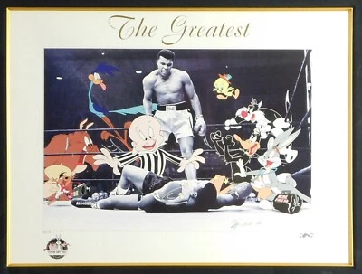 The Greatest MUHAMMAD ALI Signed Looney Tunes Warner Bros. Litho not Cel Art - Image 1 of 4