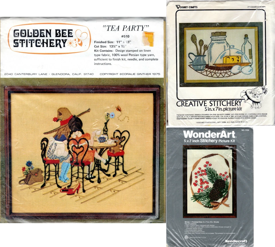 ELECCIÓN: Kit de bordado vintage de aguja crewel fiesta del té lácteos cocina invierno Foto 1 de 1