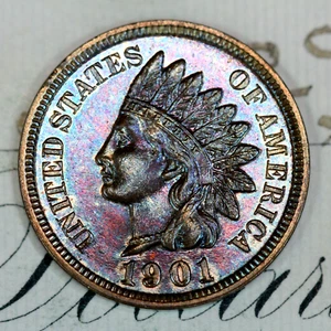* 1901 CAMEO * PRISTINE+ GEM PROOF INDIAN HEAD PENNY * FROM ORIGINAL COLLECTION - Picture 1 of 3