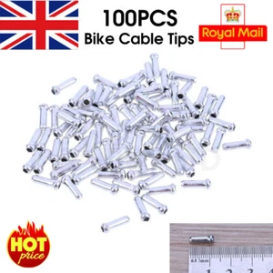 100PCS MTB BIKE BICYCLE BRAKE SHIFTER INNER CABLE TIPS WIRE END CAP CRIMPS UK - Picture 1 of 4