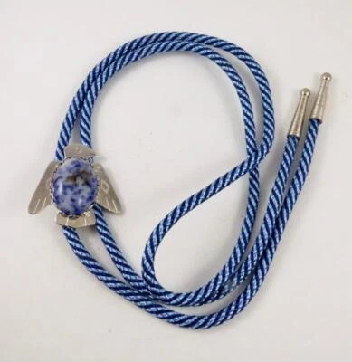 Bolo Tie Silver Plated Eagle With Natural Sodalite 25X18 MM Cabochon - Image 1 of 3