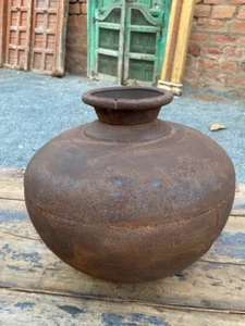 Ancient Old Metal Indian Traditional Water Pot Ghada  Oil Pot - Picture 1 of 14