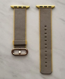 Bracelet Apple Watch original jaune gris clair tissé nylon boucle dorée 38-41 mm OEM - Photo 1 sur 8