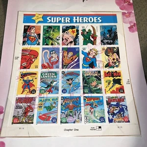 Scott #4084 DC Comics Super Heroes/Chapter One Sheet Of 20 39¢ - USED On Paper - Picture 1 of 5
