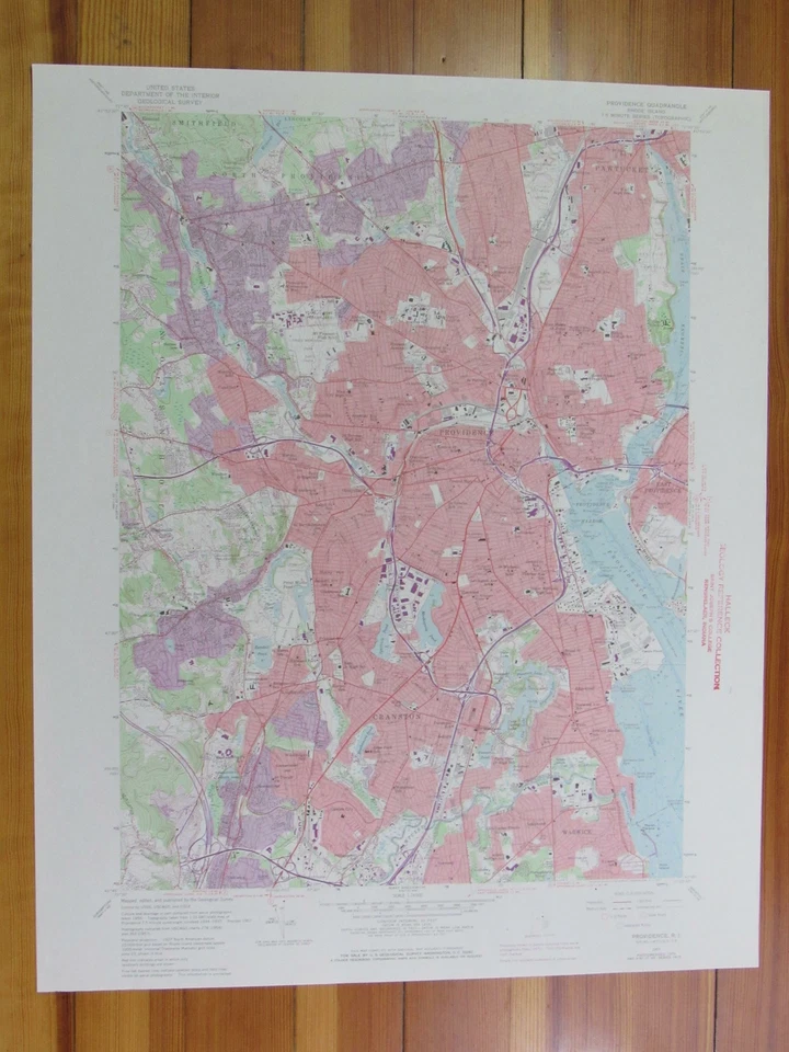 Mapa Topográfico Providence Rhode Island 1972 Original Vintage USGS Foto 1 de 1