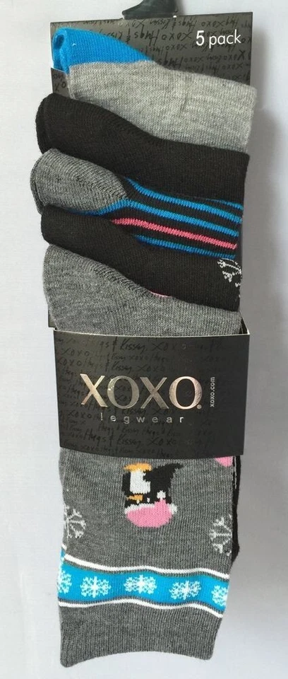 XOXO LEGWEAR DAMAS Calcetines hasta la rodilla 5 pares Vacaciones Navidad Talla 9-11 Foto 1 de 1