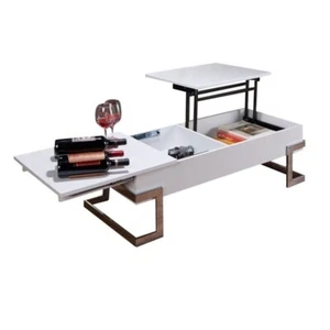 ACME FURNITURE Calnan Coffee Table w/Lift Top (81850) White & Chrome BRAND NEW! - Picture 1 of 5