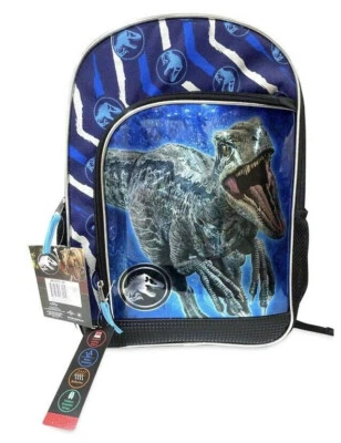  Jurassic World Backpack Canvas School Book Bag Blue Raptor New with Tags - Image 1 of 3