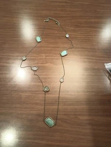 Chico's Extra Long Green and Clear Faceted Glass Crystal Necklace (G) - Picture 1 of 3