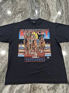 Kentucky UK Thoroughbred Derby Horses T Shirt L Large Black Single Stitch - Picture 1 of 8